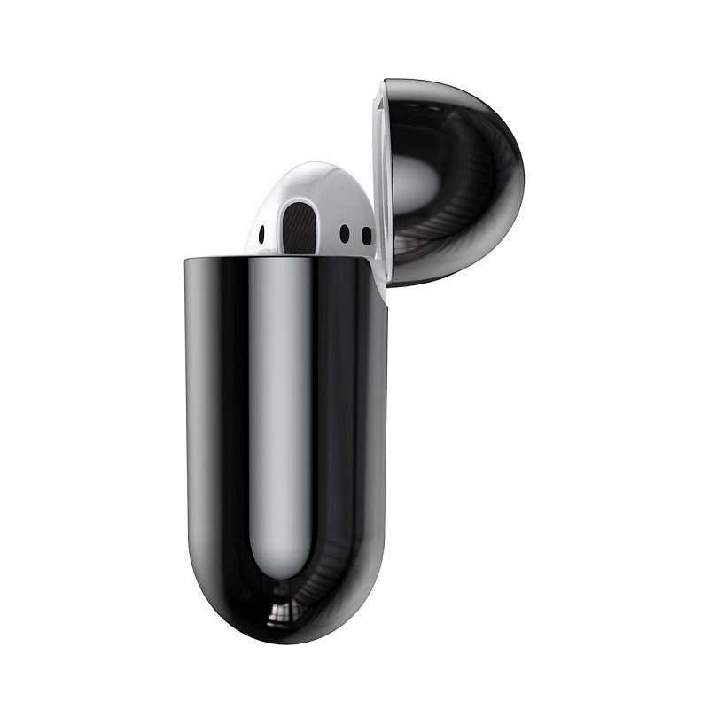 Baseus Metallic Shining Ultra-dünne Silikon-Schutzhülle mit Haken für AirPods 1 / 2 Schwarz