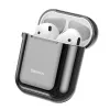 Baseus Metallic Shining Ultra-dünne Silikon-Schutzhülle mit Haken für AirPods 1 / 2 Schwarz