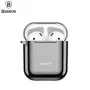 Baseus Metallic Shining Ultra-dünne Silikon-Schutzhülle mit Haken für AirPods 1 / 2 Schwarz