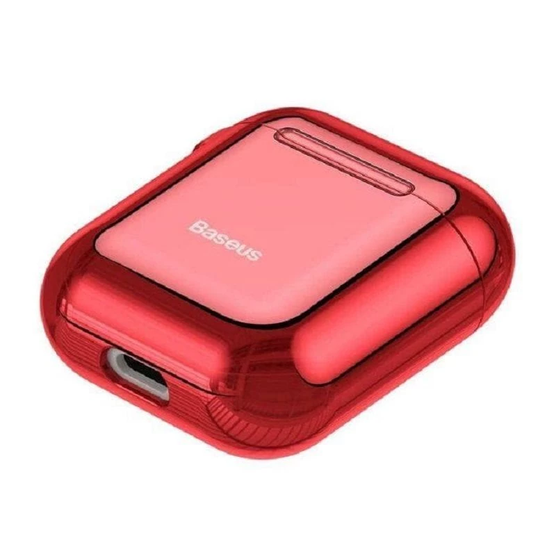 Baseus Metallic Shining Ultra-dünne Silikon-Schutzhülle mit Haken für AirPods 1 / 2 Rot