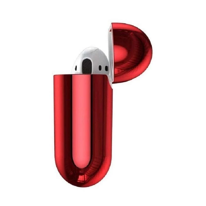 Baseus Metallic Shining Ultra-dünne Silikon-Schutzhülle mit Haken für AirPods 1 / 2 Rot