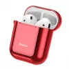 Baseus Metallic Shining Ultra-dünne Silikon-Schutzhülle mit Haken für AirPods 1 / 2 Rot