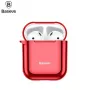 Baseus Metallic Shining Ultra-dünne Silikon-Schutzhülle mit Haken für AirPods 1 / 2 Rot