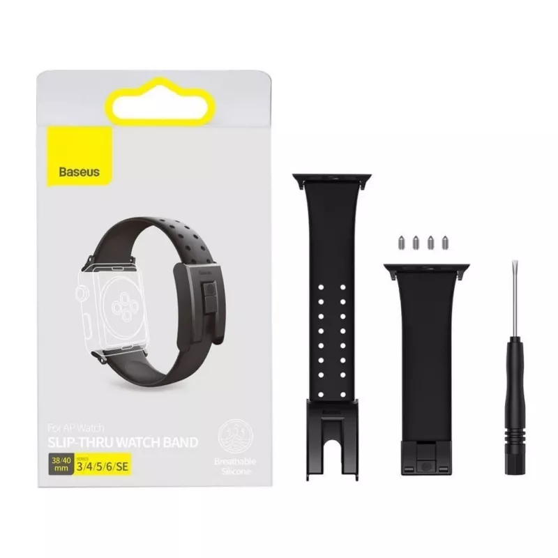 Baseus Slip-Thru Armband für Apple Watch 3/4/5/6/SE 38mm/40mm Schwarz (LBWSE-01)