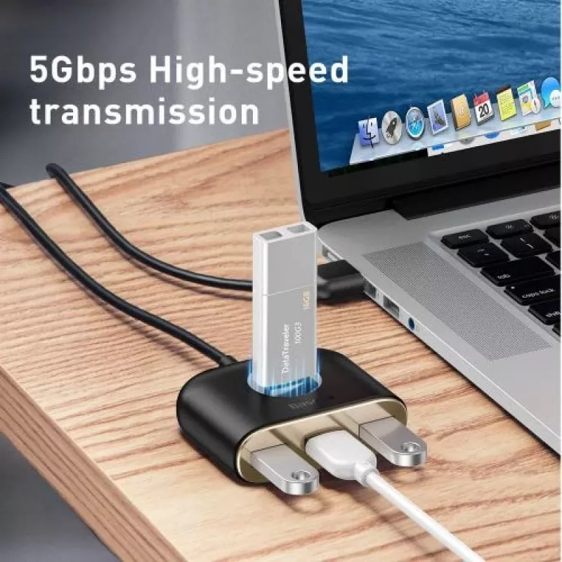 Baseus Square Round USB-Adapter USB 3.0 / 3x USB 2.0 / 1m