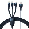 Baseus Universal Cable Flash Series II 3-in-1 Fast Charging Data Cable (USB-A to Micro + Lightning + Type-C) 66W, 480mbps, 1,2m, Blau (CASS040003)