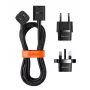 Baseus Universal PowerCombo Kabel / Verlängerungskabel mit Mini-Steckdosenleiste 1m Schwarz (EU- und UK-Netzadapter)