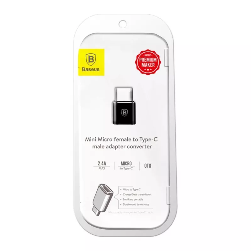 Baseus USB 2.0 Type-C auf Micro USB OTG Adapter (Schwarz)