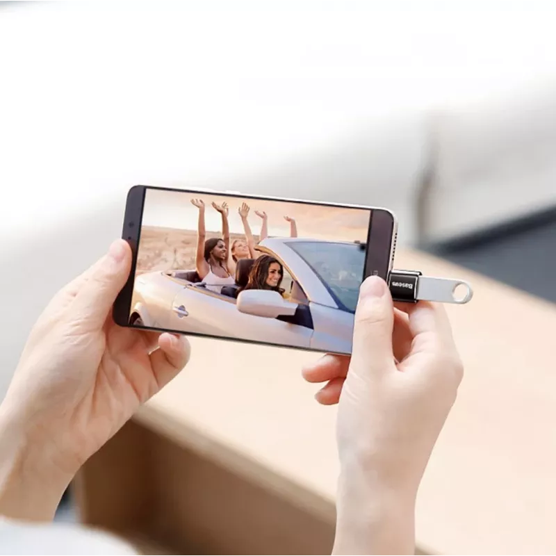 Baseus USB 2.0 Type-C auf Micro USB OTG Adapter (Schwarz)