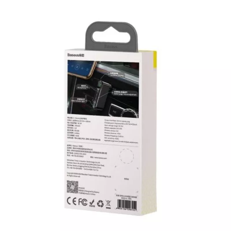 Baseus WXQY-01 Bluetooth 5.0 Auto-AUX-Empfänger mit Micro-USB-Ladefunktion – 10 m Reichweite, 145 mAh, Schwarz