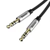 Baseus Yiven M30 3,5-mm-Audiokabel (Klinke auf Klinke) – 1 m, Nylon geflochten, vergoldet, Schwarz/Silber