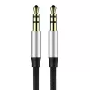 Baseus Yiven M30 3,5-mm-Audiokabel (Klinke auf Klinke) – 1 m, Nylon geflochten, vergoldet, Schwarz/Silber