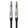 Baseus Yiven M30 3,5-mm-Audiokabel (Klinke auf Klinke) – 1 m, Nylon geflochten, vergoldet, Schwarz/Silber