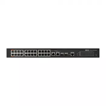 BCS 24-Port Gigabit PoE+ Industrial Smart Managed Switch mit 2 SFP, 300W Budget, DIN-Rail