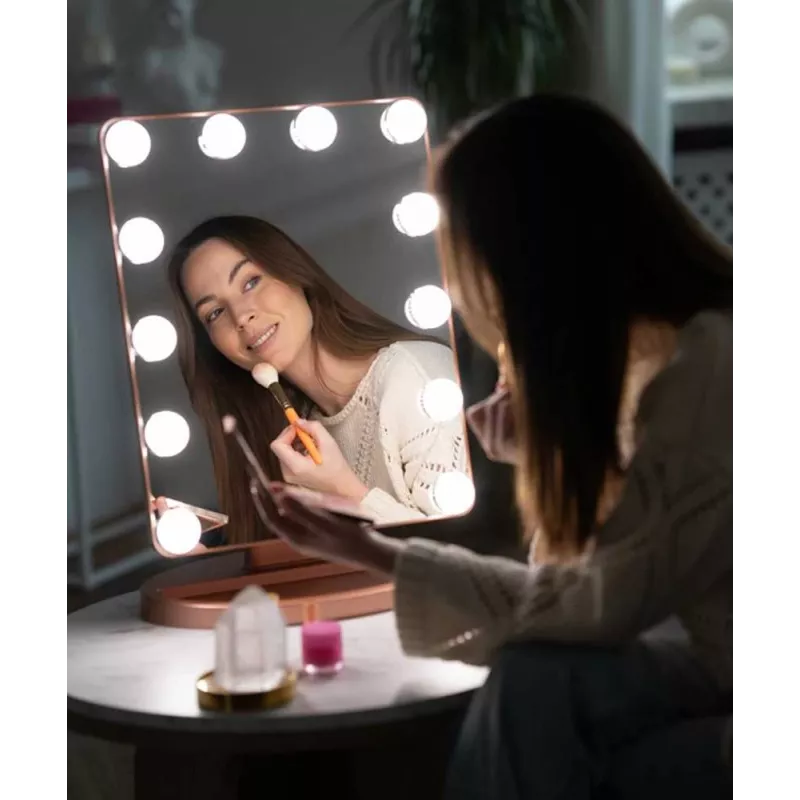 Beautifly GlamourVue LED Makeup Mirror mit 3 Lichtmodi, stufenlosem Dimmen, 1x/5x Vergrößerung, Touchpanel, wiederaufladbar 2000mAh, USB-C, Weiß