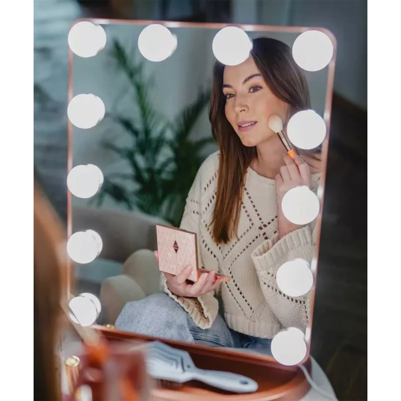 Beautifly GlamourVue LED Makeup Mirror mit 3 Lichtmodi, stufenlosem Dimmen, 1x/5x Vergrößerung, Touchpanel, wiederaufladbar 2000mAh, USB-C, Weiß