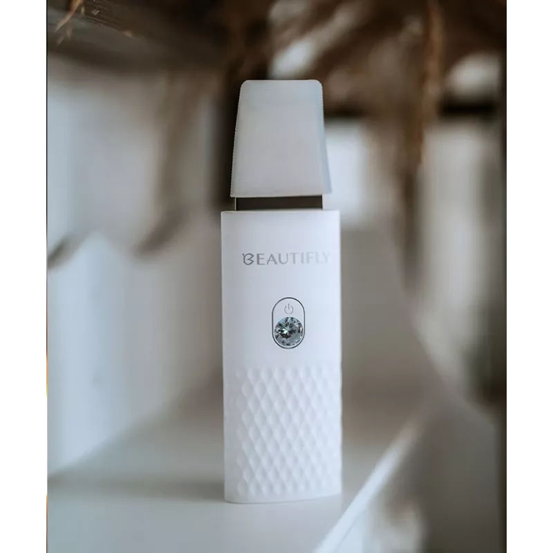 Beautifly Peeling Scrub Mini - Ultraschall-Kavitations-Gesichtsgerät mit EMS-Mikrostrom, Weiß Roségold