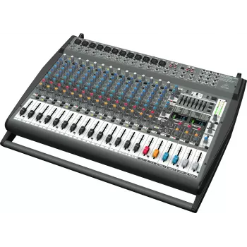 Behringer PMP6000 20-Kanal Powered Mixer mit Dual-FX und 1200W Brückenausgang, Schwarz