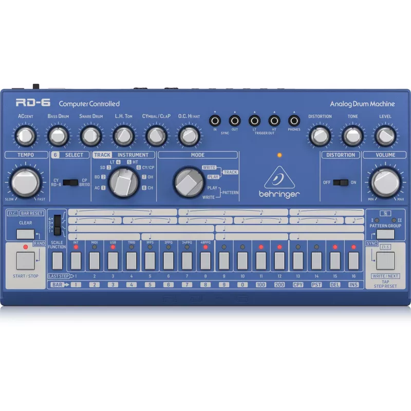 Behringer RD-6-BU Analog Rhythm & Drum Machine, Blau