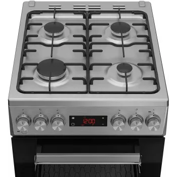 BEKO FSM52320TXDT freistehender Elektroherd mit Glaskeramik-Kochfeld, Umluftbackofen, Edelstahl