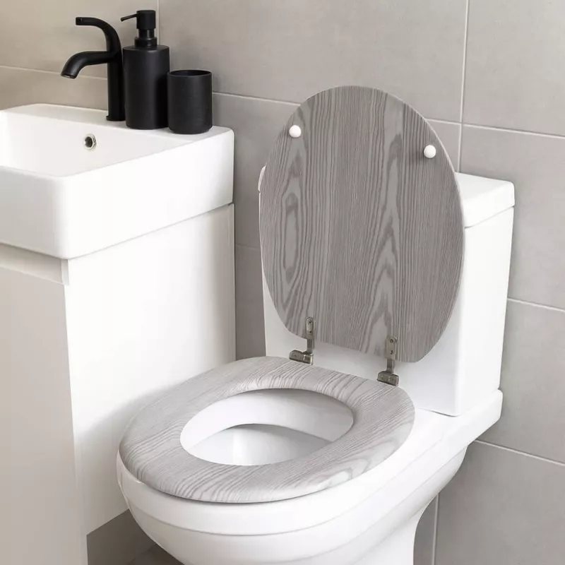 Beldray LA00000074GRYPEU7 Holz-Toilettensitz - Soft-Close, Grau, Oval