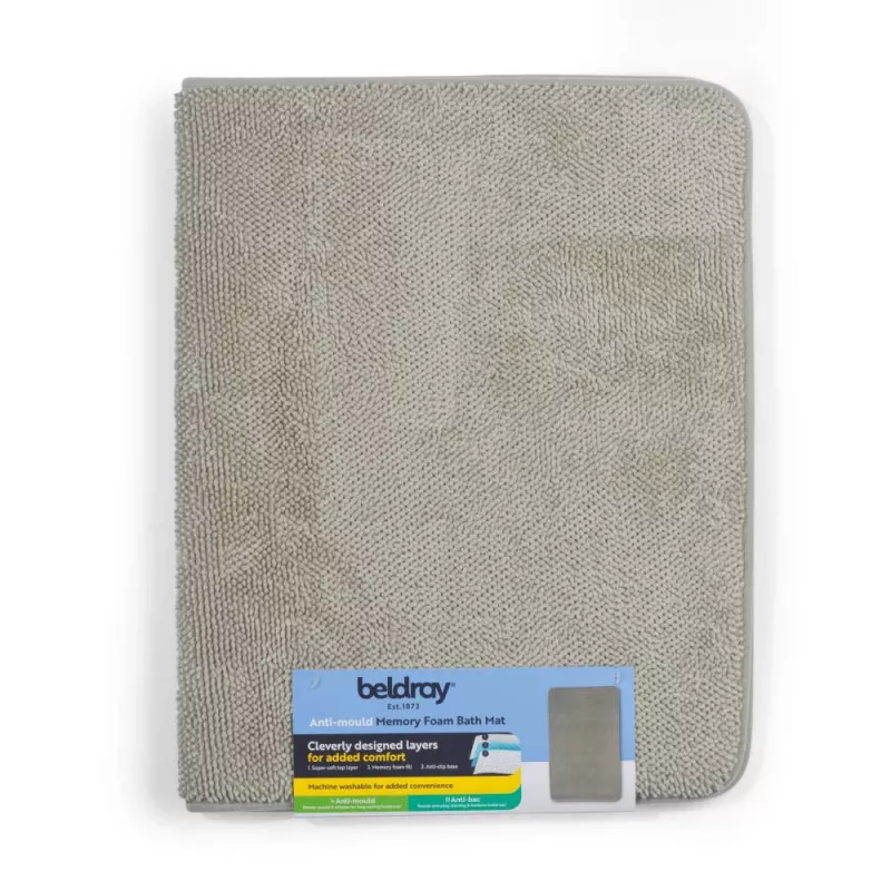 Beldray LA00000099NEU7 Anti-Schimmel Memory Foam Badematte 50 x 80 cm, Grau
