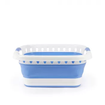 Beldray LA00000152EU7 40L zusammenklappbarer Wäschekorb, Weiß/Blau