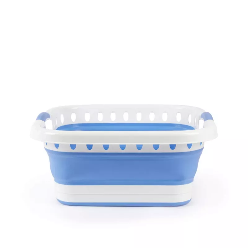Beldray LA00000152EU7 40L zusammenklappbarer Wäschekorb, Weiß/Blau