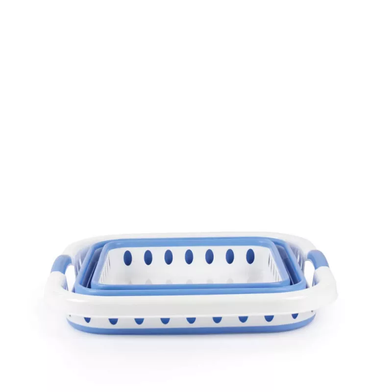 Beldray LA00000152EU7 40L zusammenklappbarer Wäschekorb, Weiß/Blau