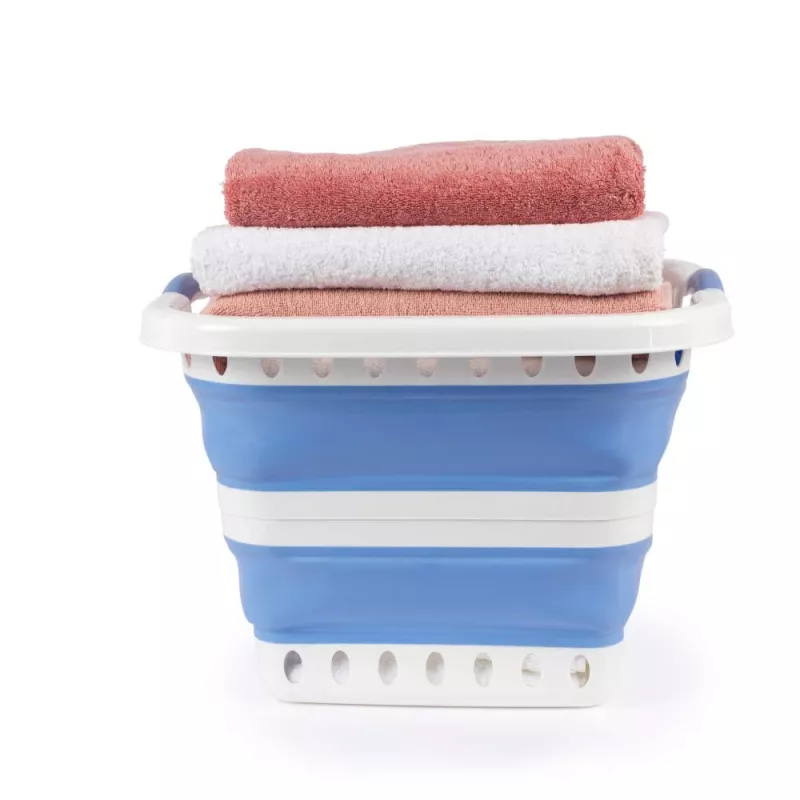 Beldray LA00000152EU7 40L zusammenklappbarer Wäschekorb, Weiß/Blau