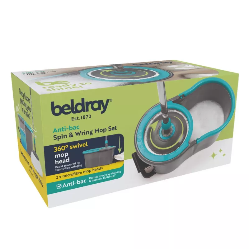 Beldray LA00000186UFEU7 Anti-bac Spin & Wring Mop Set - Grau/Blau