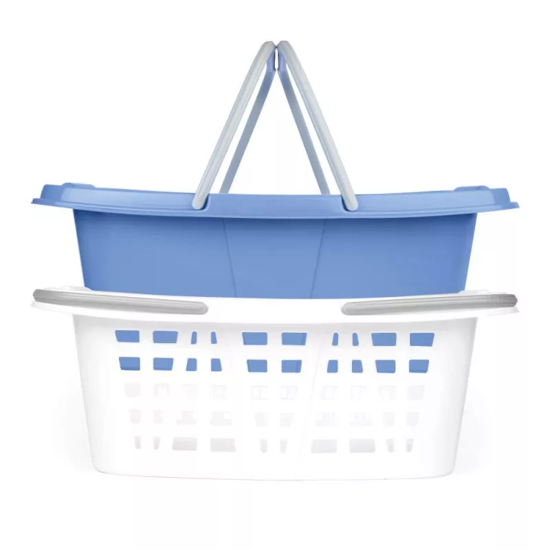 Beldray LA030450CRNFPEU7 Set Of Two Laundry Baskets, White/Blue