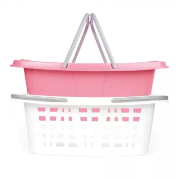 Beldray LA030450PNKFPEU7 Set aus zwei Wäschekörben, Weiß/Rosa