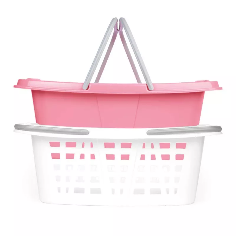 Beldray LA030450PNKFPEU7 Set aus zwei Wäschekörben, Weiß/Rosa