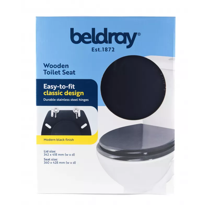 Beldray LA032355BFPEU7 Holz-Toilettensitz, Schwarz
