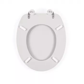 Beldray LA032355PGRY Holz-Toilettensitz, Weiß - Soft-Close D-Form mit Schnellverschluss-Scharnieren