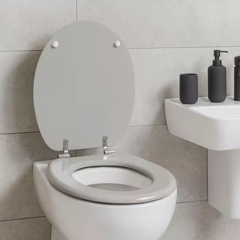 Beldray LA032355PGRY Holz-Toilettensitz, Weiß - Soft-Close D-Form mit Schnellverschluss-Scharnieren