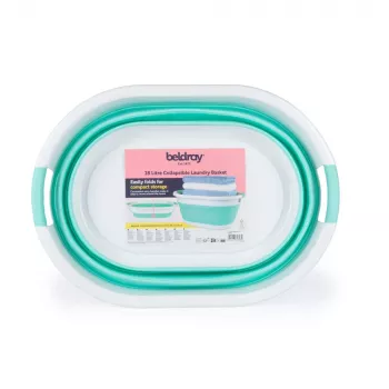 Beldray LA034816MNTFPEU7 Zusammenklappbarer Wäschekorb 28L Weiß/Mint