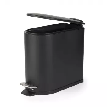 Beldray LA036690BLKPEU7 Schlanker D-förmiger Pedaleimer 5 Liter, Schwarz