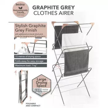 Beldray LA072498GRYNFEU7 Elegant 3-Stufen Wäschetrockner, Graphitgrau
