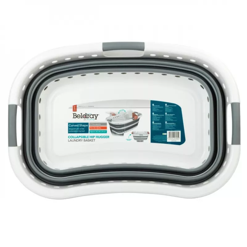 Beldray LA072979PGRYFEU7 Zusammenklappbarer Hip Hugger Wäschekorb - Grau, 38 Liter