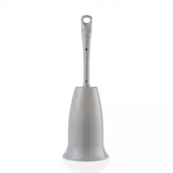 Beldray LA084538GRYPEU7 Anti-bac Toilettenbürsten-Set mit Halter, Grau, Silberionen-Technologie, Silikon-Bürstenkopf, Edelstahlgriff, tropffreier Sockel, belüftetes Design