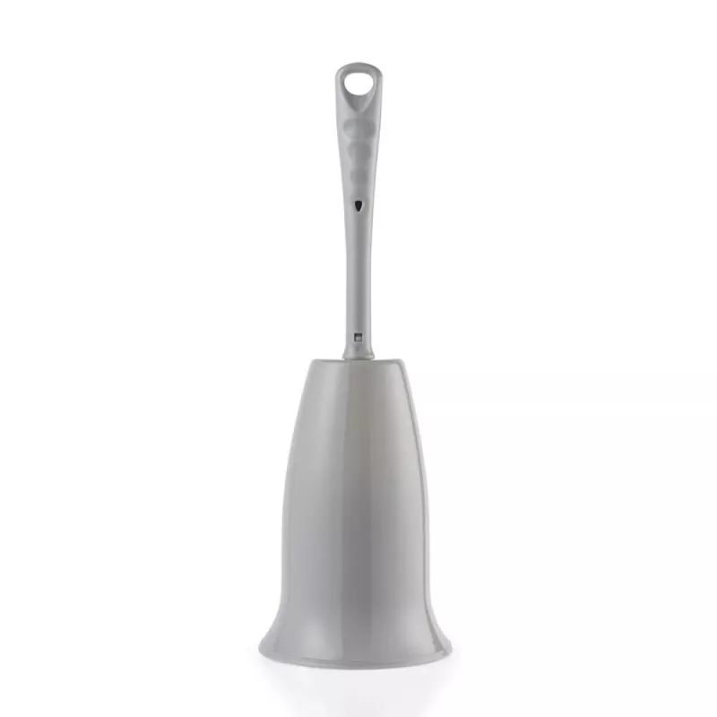 Beldray LA084538GRYPEU7 Anti-bac Toilettenbürsten-Set mit Halter, Grau, Silberionen-Technologie, Silikon-Bürstenkopf, Edelstahlgriff, tropffreier Sockel, belüftetes Design