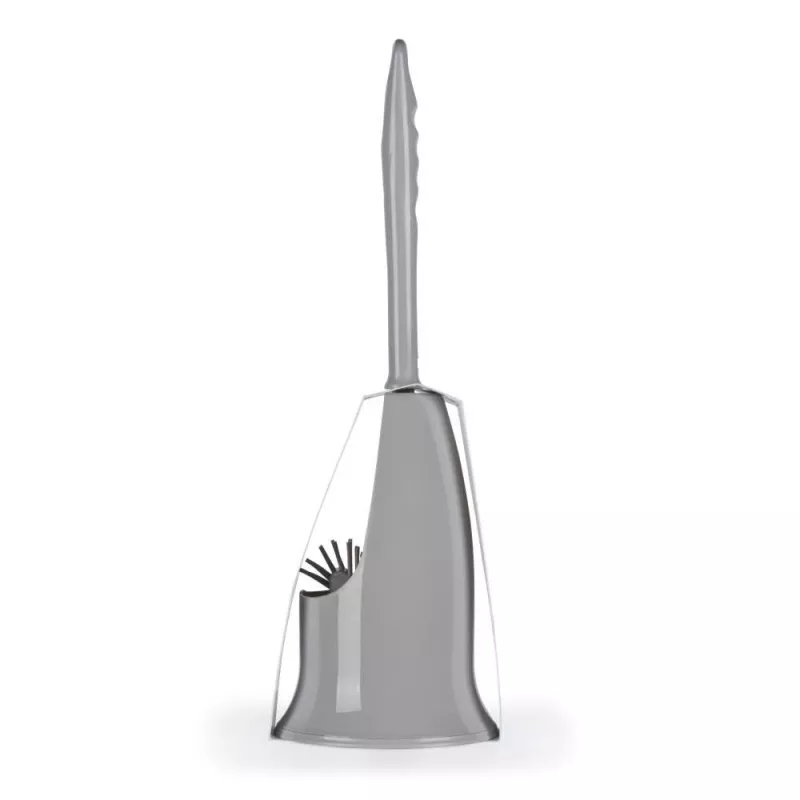 Beldray LA084538GRYPEU7 Anti-bac Toilettenbürsten-Set mit Halter, Grau, Silberionen-Technologie, Silikon-Bürstenkopf, Edelstahlgriff, tropffreier Sockel, belüftetes Design