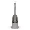 Beldray LA084538GRYPEU7 Anti-bac Toilettenbürsten-Set mit Halter, Grau, Silberionen-Technologie, Silikon-Bürstenkopf, Edelstahlgriff, tropffreier Sockel, belüftetes Design