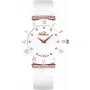 BELLEVUE E120 Damen-Quarz-Analoguhr 26mm Edelstahlgehäuse weißes Zifferblatt schwarzes Lederarmband