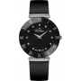 BELLEVUE E126 Damen Analog Quarzuhr 26mm Silbernes Zifferblatt Schwarzes Lederarmband