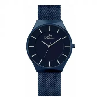 BELLEVUE Herren E58 Analog-Quarzuhr 32mm Edelstahl Schwarzes Leder