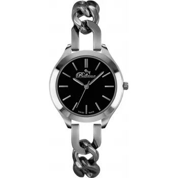 BELLEVUE Woman A08 35mm Quarz Analoguhr Edelstahl Schwarzes Leder