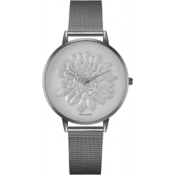 BELLEVUE Woman D12 40mm Analog-Quarzuhr Edelstahlgehäuse Schwarzes Lederband